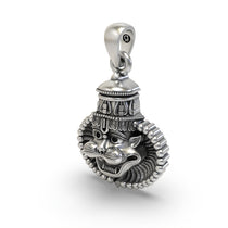Rear view of the 925 Silver Narasimha Face Pendant showing the hollow back design for lightweight comfort and sterling