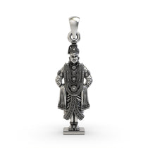 Front view of the Alankar 925 silver Vitthal Vithoba pendant showcasing the full form of the deity.