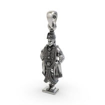 Side profile of the lightweight, hollow-back designed 925 silver Vitthal pendant for comfortable wear.