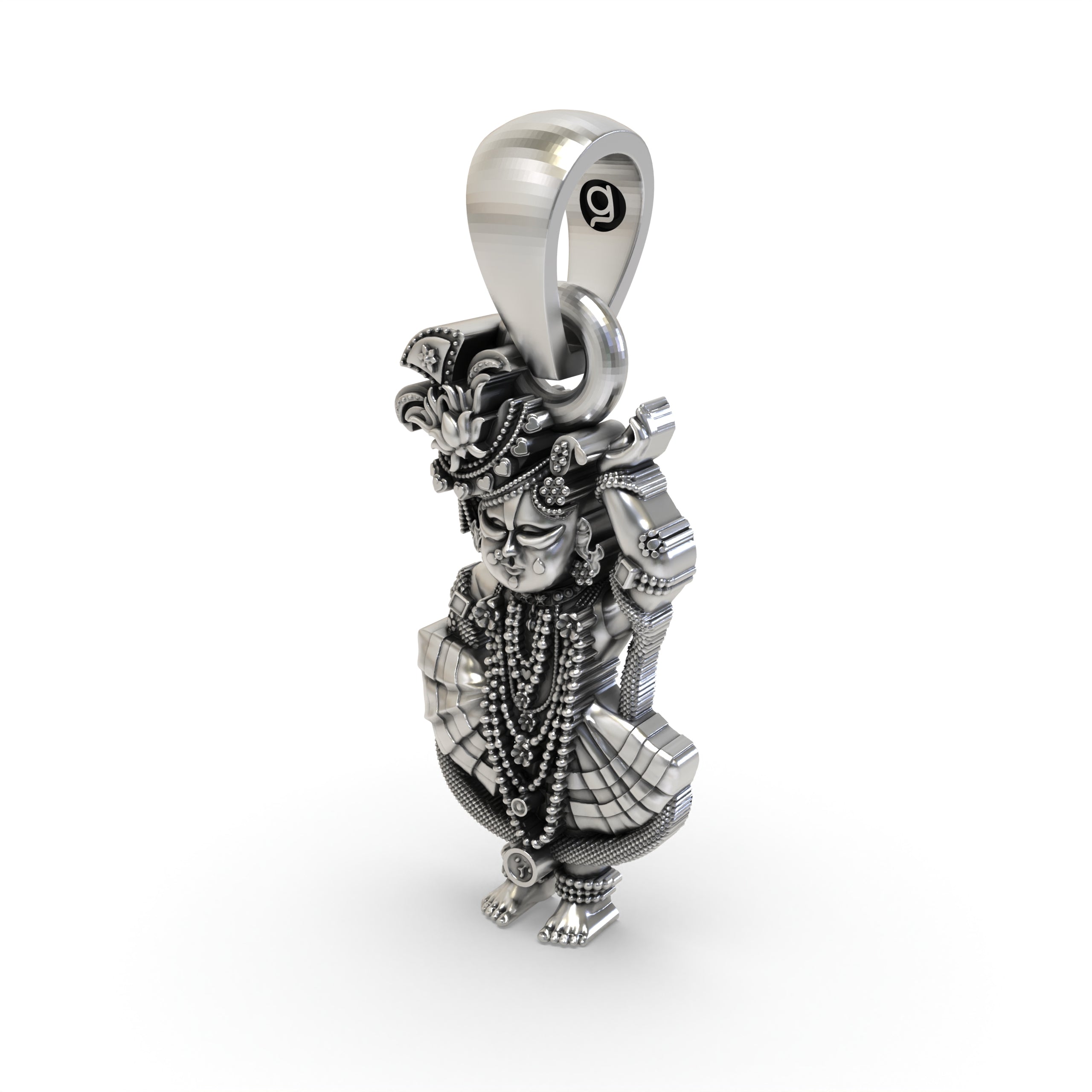 Shri Girdhar Lal Ji 925 Silver Pendant worn as a sacred talisman for divine protection and blessings.