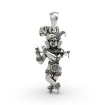 Front view of the solid Radha Raman Krishna pendant, handcrafted from pure 925 sterling silver for daily wear.