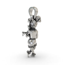 Close-up detail of the pure 925 silver Radha Raman Krishna pendant, highlighting the fine craftsmanship.