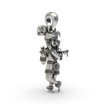 Rear profile of the solid 925 silver Radha Raman pendant, showcasing the complete 3D devotional figure.