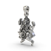 Angled shot of the handcrafted 925 Sterling Silver Batuk Bhairav Pendant, highlighting its spiritual design and