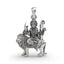 Front view of 925 silver Durga Maa pendant showing intricate temple-style Sherawali design.