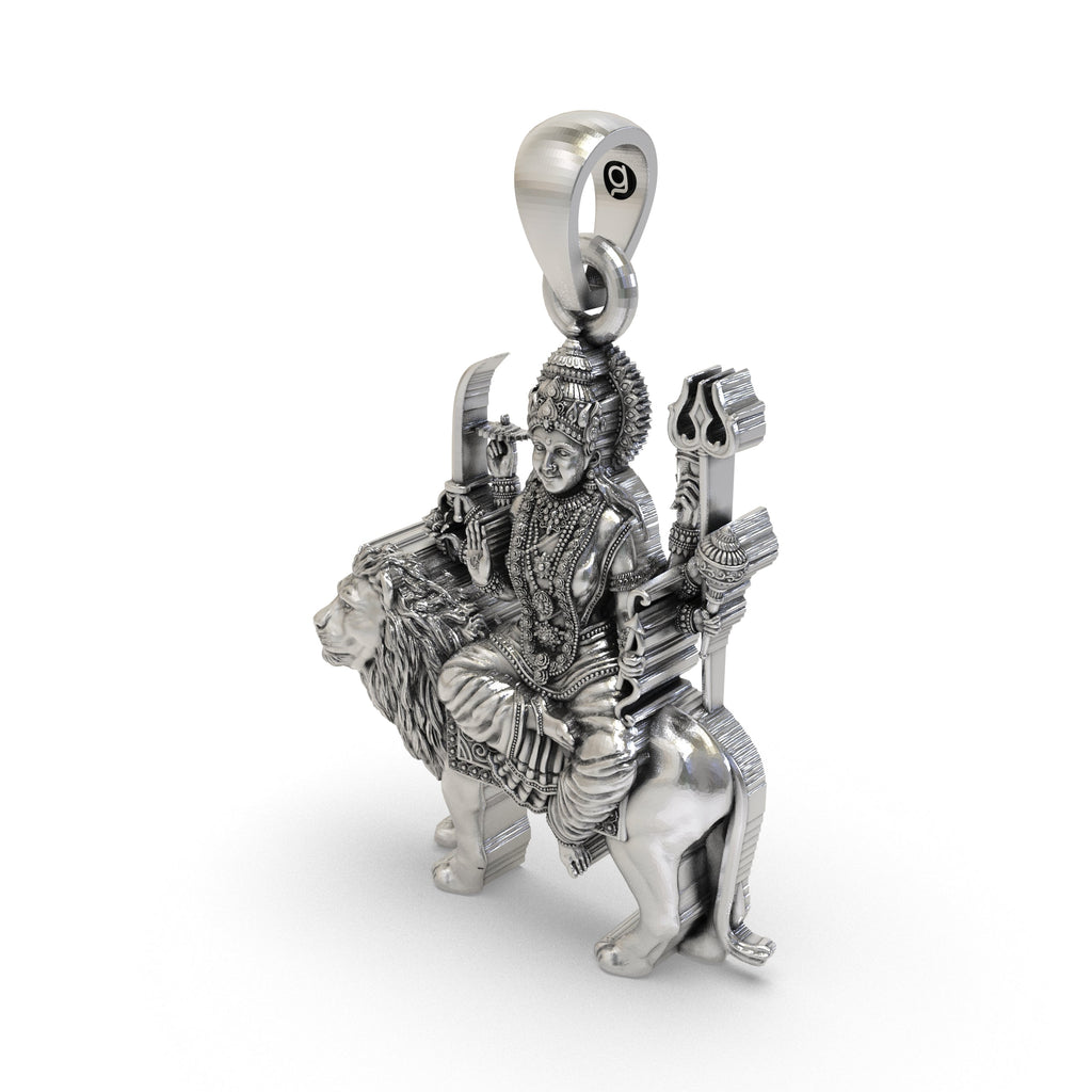 Beautiful 925 silver Durga Maa pendant perfect for daily devotional wear and Navratri gifting.