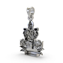 Backside view of the pure 925 silver Lakshmi Maa pendant, showing the solid construction and bail loop.
