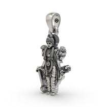 Close-up of the four-armed Narayana idol silver pendant showcasing divine craftsmanship and purity.