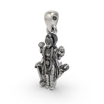 Back view and detailing of the handcrafted sterling silver Lord Vishnu pendant for spiritual protection.