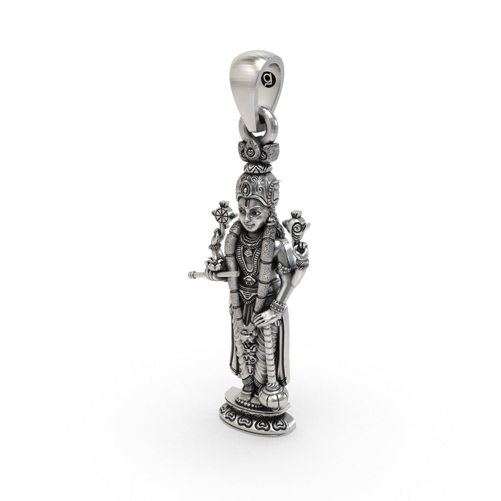 Back hollow design of the pure sterling silver Lord Narayan pendant for comfortable daily wear.