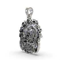 The 925 sterling silver Lakshmi Maa temple pendant shown to scale, a beautiful spiritual piece for attracting prosperity.