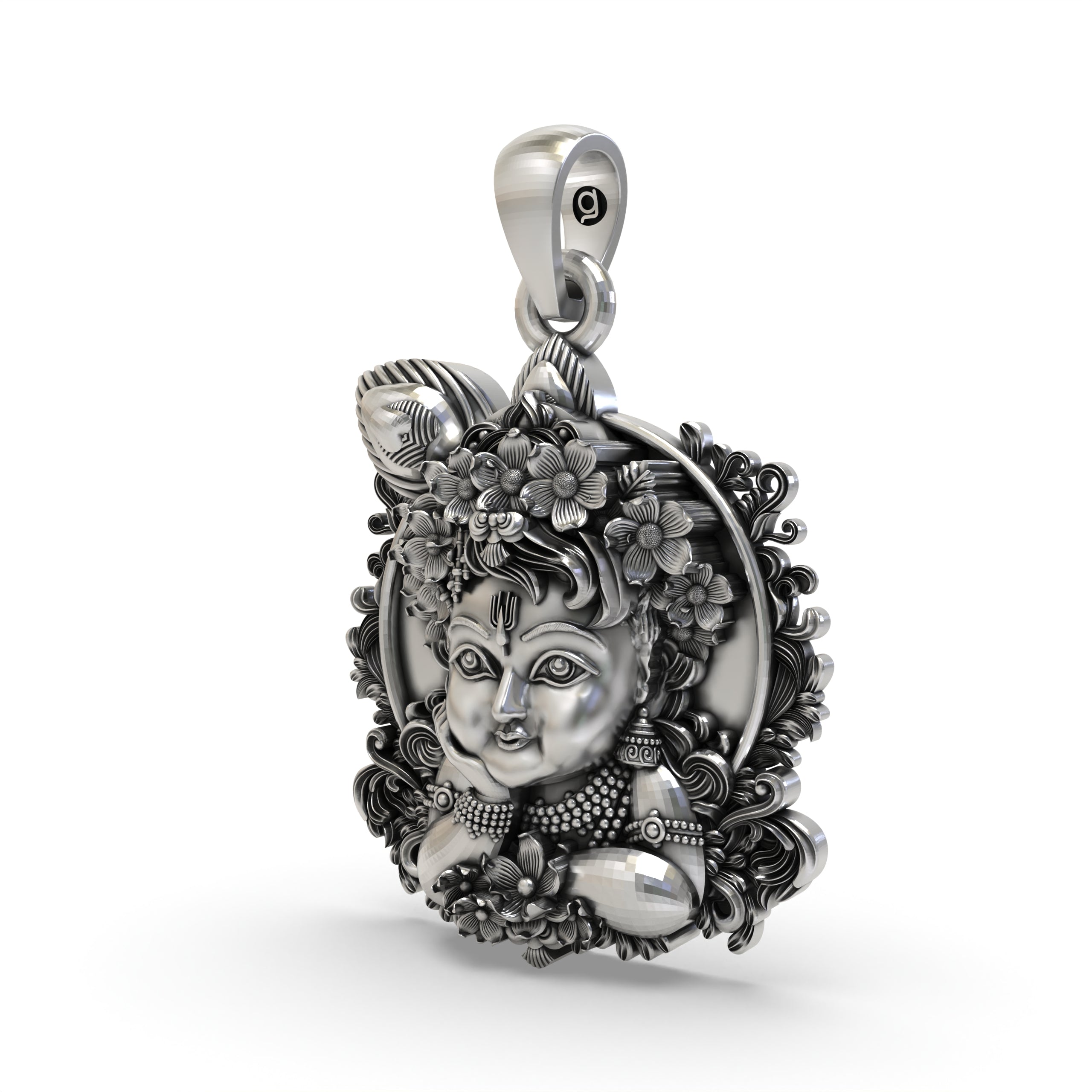 Bal Krishna Face Pendant in 925 Sterling Silver | Cute Krishna Jewelry | Handmade Hindu God Pendant for Devotion & Blessings Secondary image