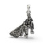 Front view of the handcrafted Radha Krishna divine love pendant made from 925 sterling silver, showing their embrace.