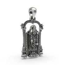 Angled profile of the 925 silver Lord Venkateswara temple jewelry pendant highlighting intricate carvings.