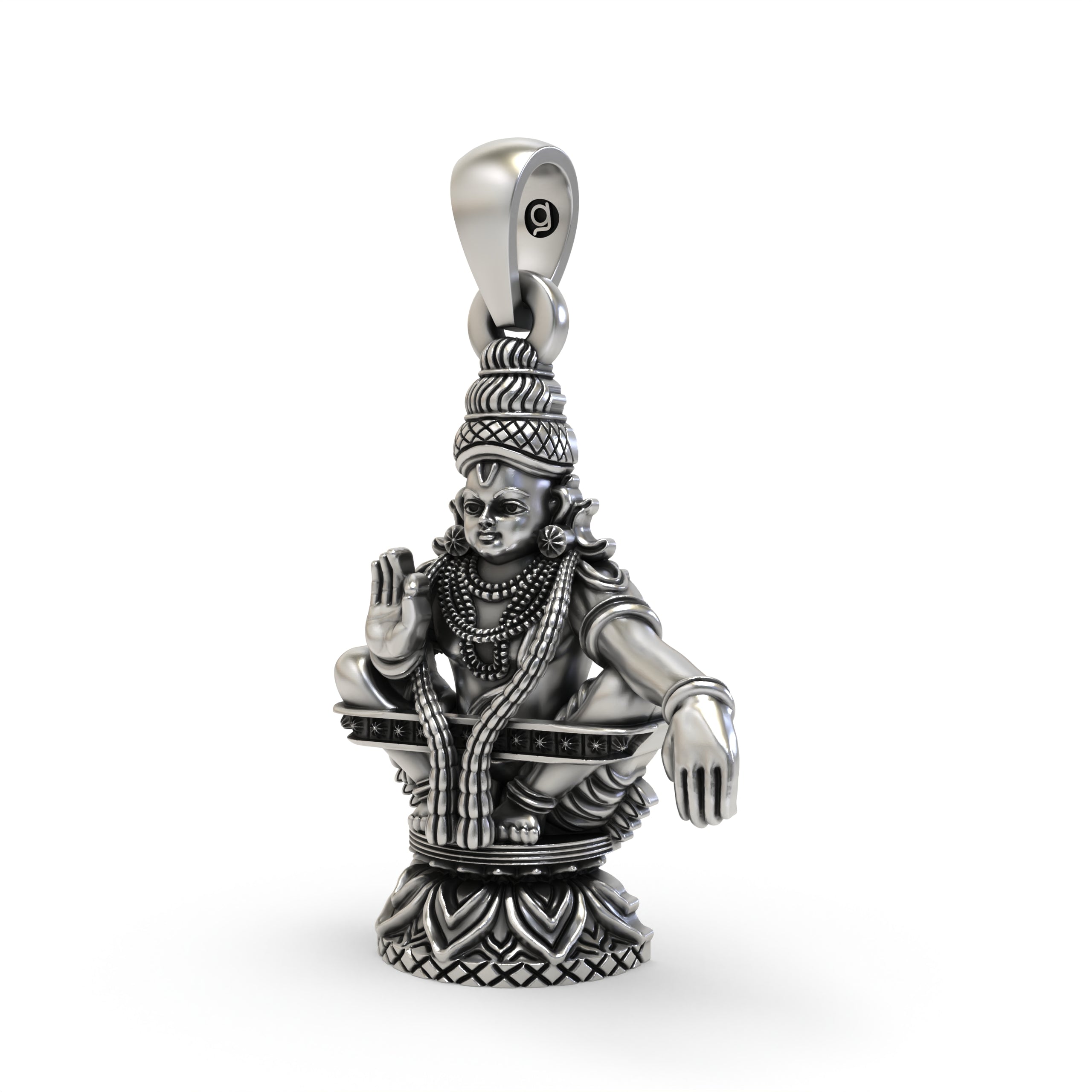 925 Sterling Silver Lord Ayyappa Pendant – Swami Ayyappan Idol Jewelry with Blessing Mudra Secondary image