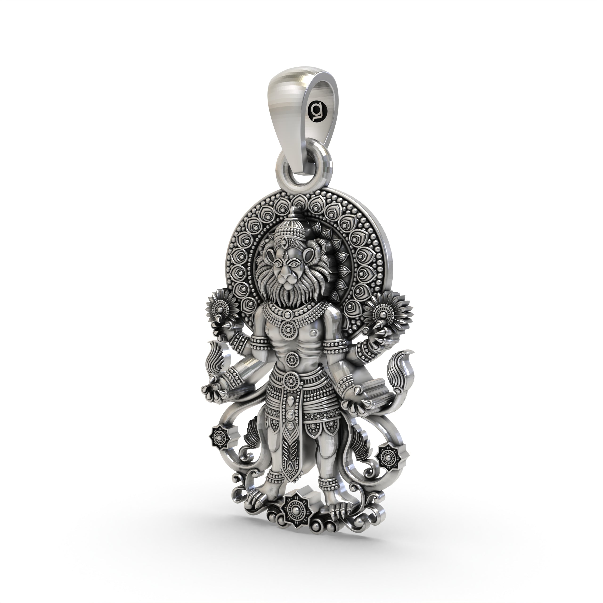 Narasimha Pendant in 925 Sterling Silver | Lord Narasimha Hindu God Jewelry | Handmade Spiritual Protection Pendant Secondary image