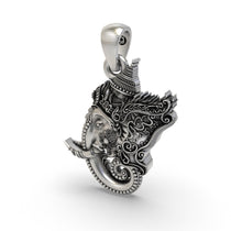 Handmade 925 sterling silver Ganesha pendant for protection, showing its fine details and devotional design.