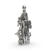 Side angle of the handcrafted 925 silver Lord Bhairava idol pendant showing the oxidized finish.