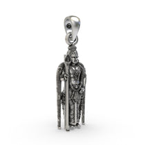 Side profile of the 925 silver Lord Murugan pendant displaying its authentic antique oxidized finish.