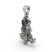 Lakshmi Maa on Airavata pendant in 925 sterling silver shown for size reference against a plain background.