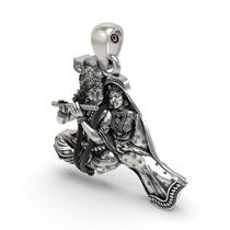 The complete Radha Krishna silver pendant, a divine love symbol handcrafted from solid 925 silver for spiritual wear.