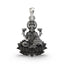 Front view of the handcrafted Lakshmi Maa lotus pendant in 925 sterling silver, showing the goddess seated on a lotus.