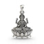Front view of the handcrafted Lakshmi Maa Lotus Pendant in 925 sterling silver, showing the goddess seated.