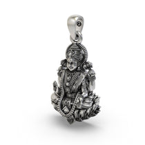 Back and worn look of the handcrafted sterling silver Goddess Mahalakshmi pendant, perfect for gifting.