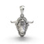 Front view of 925 silver Nandi bull pendant with Om and Tripundra details for Shiva devotees.