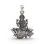 Front view of the handcrafted Lakshmi Maa Lotus Pendant in 925 sterling silver, showing the goddess seated on a lotus.