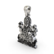 Detailed craftsmanship on the 925 silver spiritual Goddess Lakshmi pendant perfect for daily wear and puja.