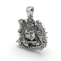Worn look of the beautiful Bal Krishna Flute Pendant in pure sterling silver for divine blessings.