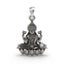 Front view of the handmade Lakshmi Maa Lotus Pendant in 925 sterling silver, showing the goddess seated on a lotus.