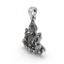 Full view of the spiritual Lakshmi Maa Lotus pendant, crafted from 925 sterling silver, showcasing its devotional design.