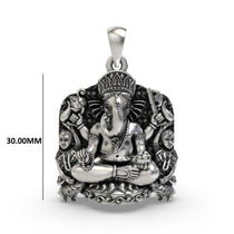 The Shree Siddhivinayak Ganesha pendant in 925 silver, shown for scale and its elegant polished finish.