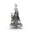 Front view of 925 sterling silver Lord Shiva meditation pendant with Trishul and snake detailing.
