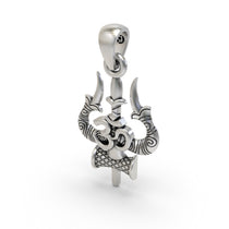 Handmade 925 sterling silver Trishul Om Damru pendant, perfect for daily wear and spiritual gifting.