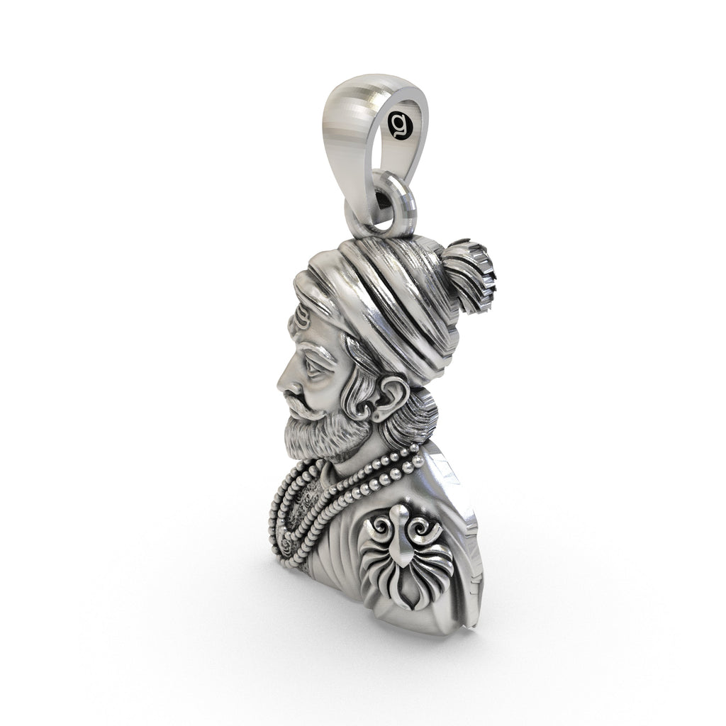 Beautifully detailed 925 silver Shivaji Maharaj heritage pendant perfect for gifting and daily wear.