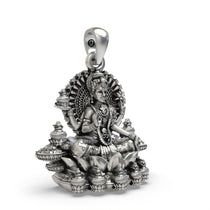 Side profile of the pure 925 sterling silver Mahalakshmi pendant highlighting the elegant finish.