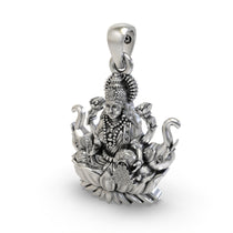 Beautifully detailed pure silver Goddess Mahalakshmi pendant, perfect for Diwali and auspicious gifting.