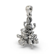 Back view and crafting details of the 925 silver Gajalakshmi pendant ideal for auspicious gifting.