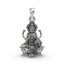 Front view of the 925 Sterling Silver Mahalakshmi Pendant featuring Goddess Lakshmi seated on a lotus.