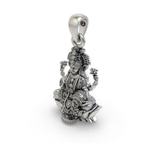 Side profile of the lightweight 925 silver Goddess Lakshmi pendant perfect for daily wear and gifting.