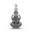Front view of the 925 silver Lakshmi pendant showing the Goddess seated on a blooming lotus.