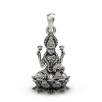 Front view of 925 Sterling Silver Mahalakshmi Pendant featuring intricate temple jewellery craftsmanship.