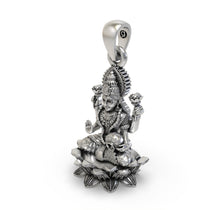 Beautifully handcrafted Mahalakshmi temple jewellery pendant in 925 sterling silver for festive wear.