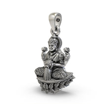 Close-up of the pure hallmarked silver Mahalaxmi lotus jewelry piece highlighting traditional craftsmanship.