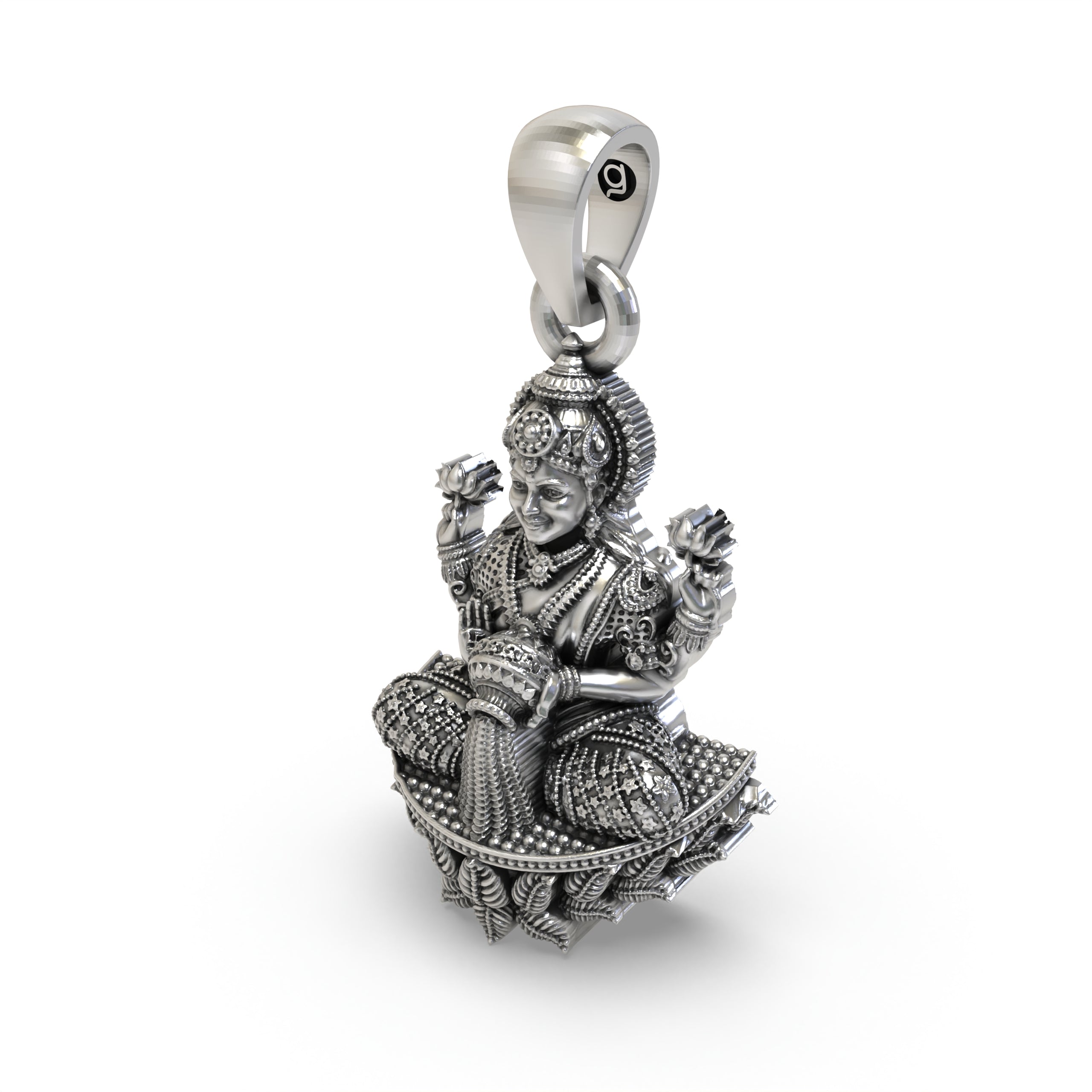 Beautifully styled 925 silver Goddess Lakshmi pendant perfect for daily wear and spiritual gifting occasions.