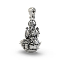 Close-up of the hallmarked 925 silver Goddess Lakshmi pendant, symbolizing wealth and prosperity.