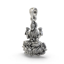 Close-up detail of the handmade 925 Sterling Silver Goddess Lakshmi locket highlighting the pure silver finish.